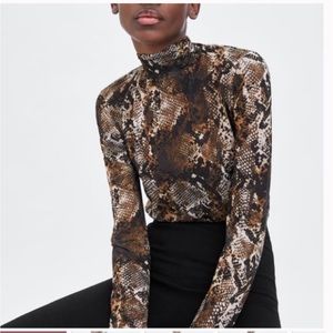 Zara snake skin semi sheer top